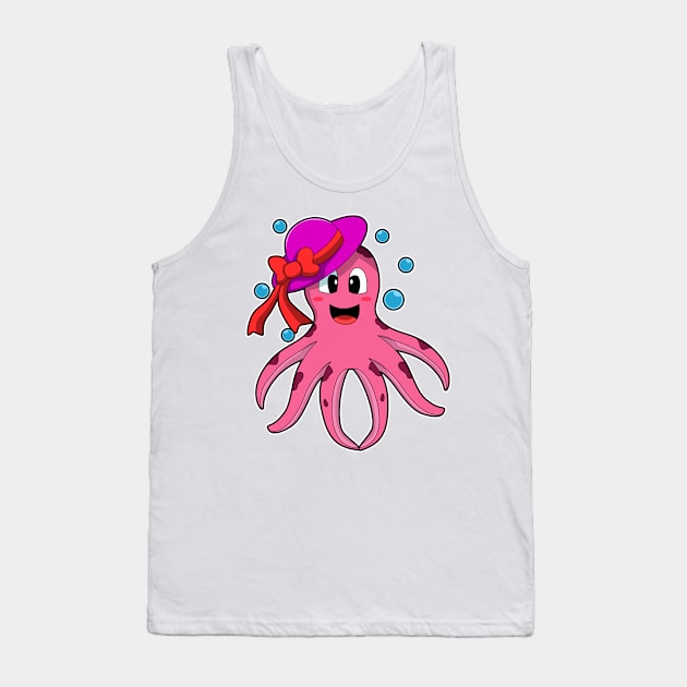 Octopus with Hat Tank Top by Markus Schnabel